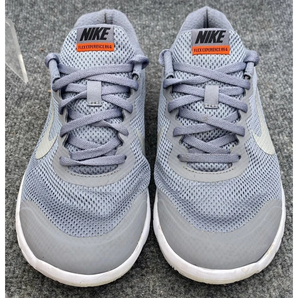 Nike Flex Experience RN 4 GS Grey Orange Youth 7Y Women 8.5 Running Shoes 749807